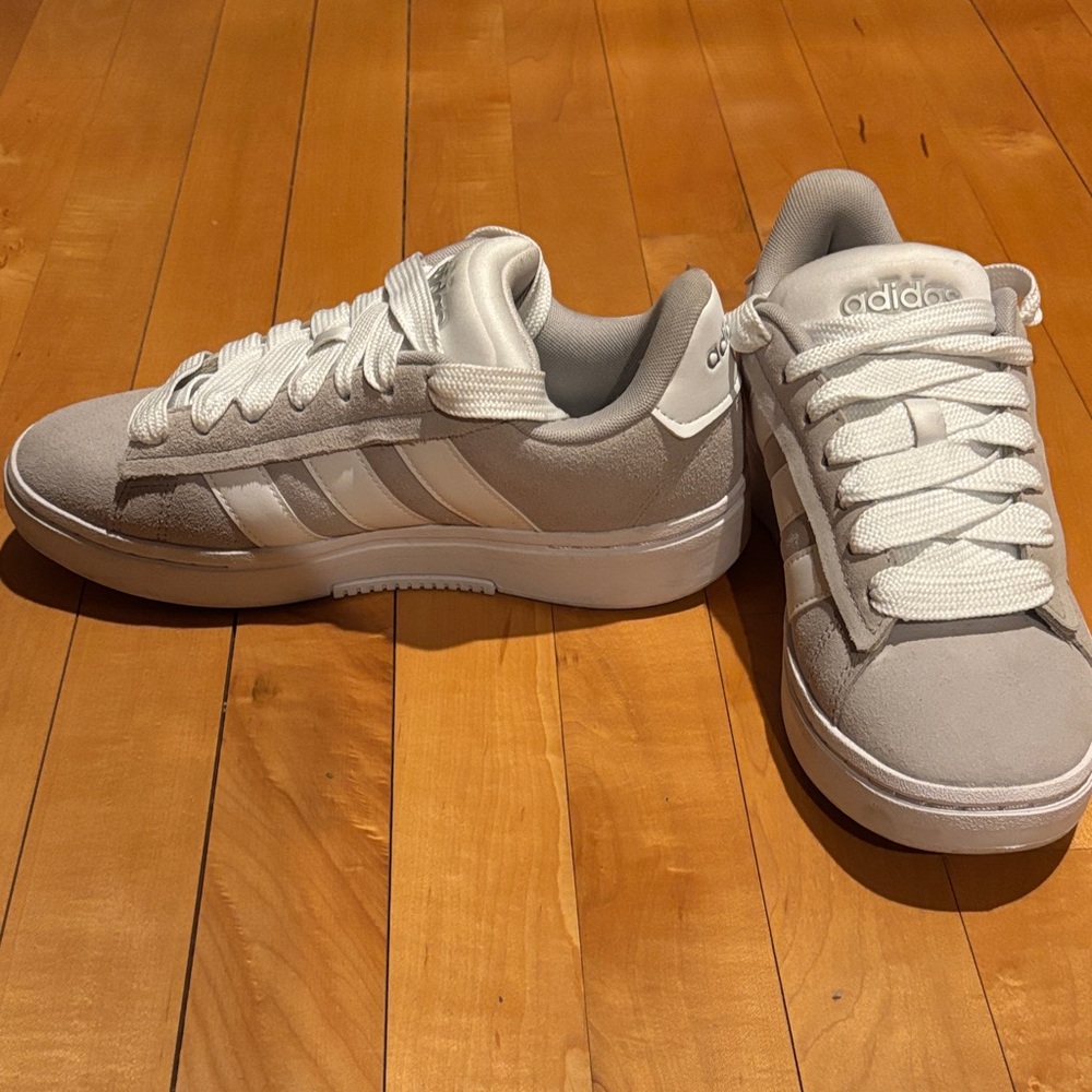 adidas Light Gray and White Low-Top Sneakers